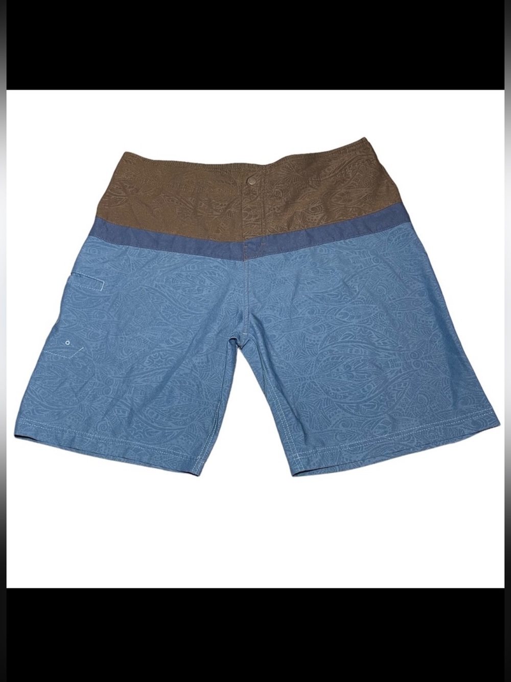 Prana Men's Blue and Brown Montericco Board Shorts size 36 Quick-Dry Beach